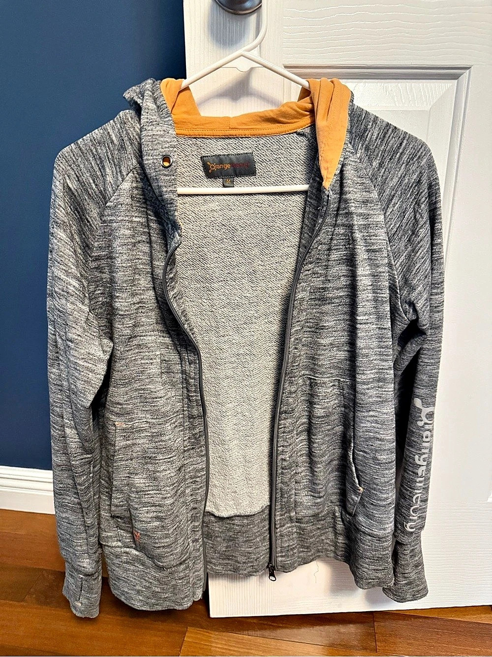 Orange Theory Gray Orange Hooded Jacket Size Medium
